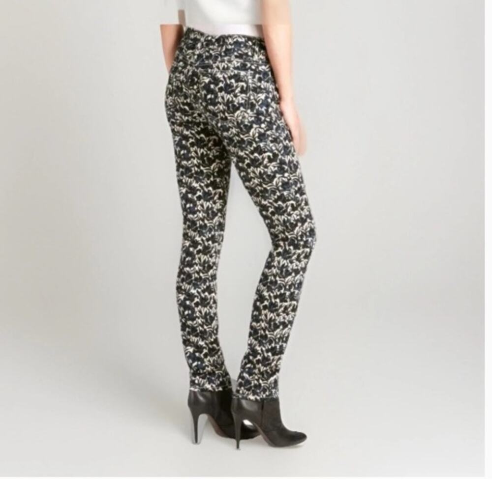 Tory Burch Sz 28 Floral Skinny Jeans In Sandshell Nouveau Flower Stretch